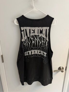 Rare Givenchy black washed grey felpa logo tank top size XL with white GIVENCHY